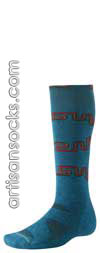 Smartwool Geometric  Wool Knee Socks PETROL BLUE