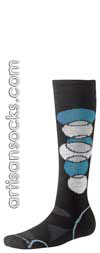 Smartwool Women's PHD SNOWBOARD Geometric Print Knee High Socks BLACK/AQUA