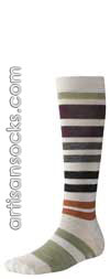 Smartwool LATTE STRIPECCINO Striped Knee High Women's Socks NATURAL HEATHER