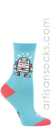 Sock it to Me Astro Cat Ankle Socks - Aqua