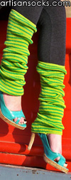 Sock It To Me Green / Lt Green Striped Leg Warmer