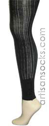 Black Cotton Button-Cuff Open Weave Ribbed-Knit Legging