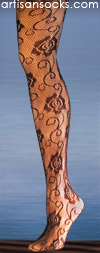 Black Fishnet Stockings with Delicate Rose Pattern
