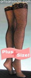 Black Plus Size Fishnet Thigh Highs With Cracked Ice Look
