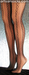 Vertical Striped Black Lace Tights