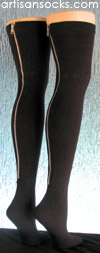 Solid Jersey Knit Black Thigh-Hi with Sexy Zipper Back Seam