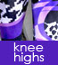 Celeste Stein Striped Purple Mamba and Animal Print Knee High Stockings