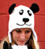 Wool and Fleece Animal Hat: Panda Beanie with Ear Flaps