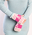 Fingerless Gloves with Stripes and Skulls - PINK / WHITE