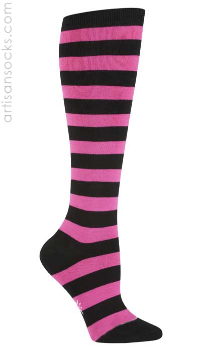 Pink / Black Striped Knee Hi Socks PLUS SIZE