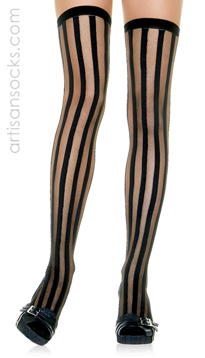 Black Vertical Striped Stockings