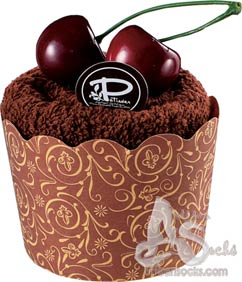 Cake Towel Gifts Chocolate Cupcake with Cherry