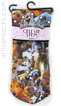 Celeste Stein Dog Photo Collage on Knee High Stockings
