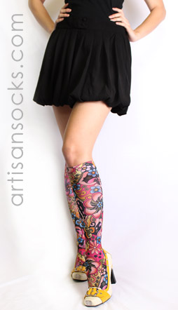 Bright Magic Floral Knee High Stockings