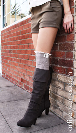 The Milly Lace Tan Boot Socks