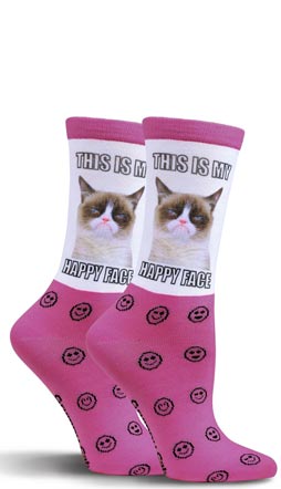 Grumpy Cat Happy Face Crew Socks