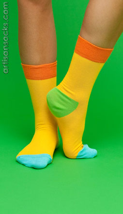 Happy Socks Four Color Yellow Cotton Crew Socks