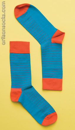 Happy Socks Thin Stripe Aqua Cotton Crew Socks