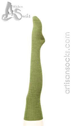 Hansel From Basel Rib OTK - Olive Wool Socks