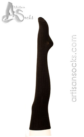 Hansel From Basel Rib OTK - Black Wool Socks
