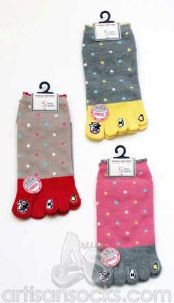 Japanese Dots and Cows Toe Socks