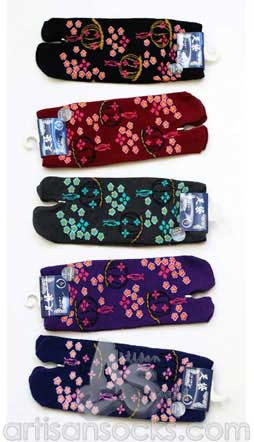 Japanese Cherry Blossom and Lantern Tabi Socks