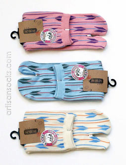 Japanese Stripes and Chevrons Mini Crew Tabi Socks: 3 color Choices