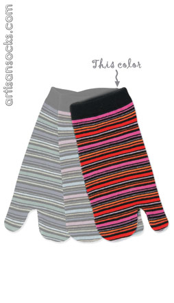 K. Bell Pink Striped Split Toe Socks