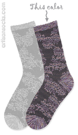 K. Bell Blue / Purple Floral Crew Socks