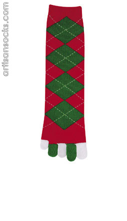 K. Bell Argyle Holiday Socks (Toe Socks)