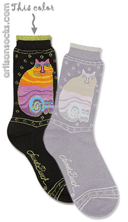 Laurel Burch Rainbow Cats - Black Socks