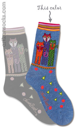 Laurel Burch Denim Leopard Socks