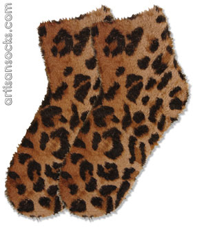 K. Bell Leopard Print Fur Ankle Socks
