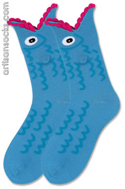 K. Bell Blue Fish Novelty Socks