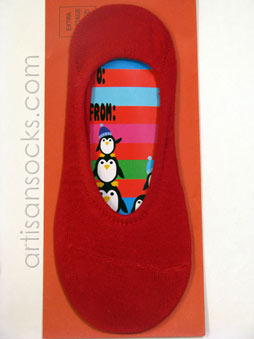 K. Bell Sock Cards - Penguin Holiday Card - Red Socks