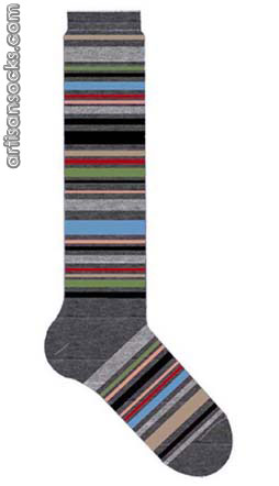 K. Bell Multicolor Stripe Charcoal Cotton Knee Socks
