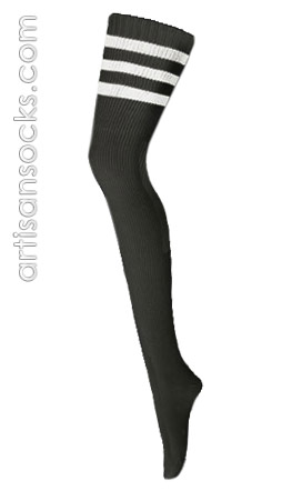 K. Bell Soccer Striped Thigh Highs - Black & White Striped Socks