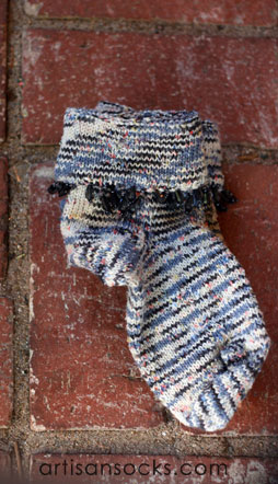 Beaded  Handmade Socks - Natural / Gray
