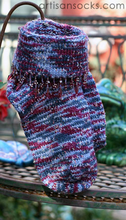 Beaded  Handmade Socks - Magenta