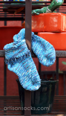 Beaded  Handmade Socks - Blue / Gray