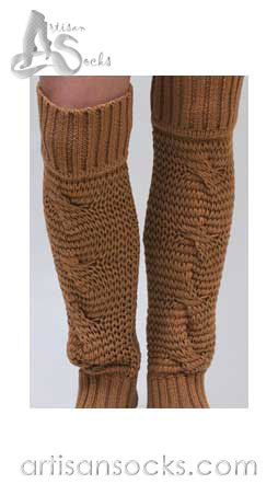 Lara Kazan Spring Legs Cotton Gold Loose Knit Leg Warmers
