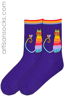 Laurel Burch Kit Kat Socks in Purple