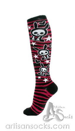 Loungefly SKELANIMALS JACK Striped Cotton Knee High Socks