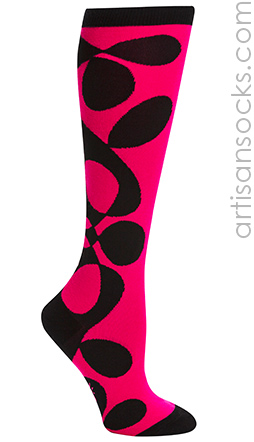 Magenta and Black Twisted Funky Knee High Socks by Mondo Guerra
