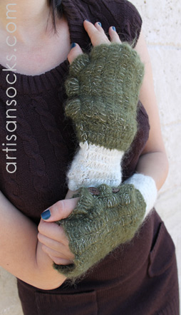 Sage Mohair Arm Warmer With Buttons