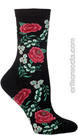 Ozone Bloomers Womens Crew Black with Flowers