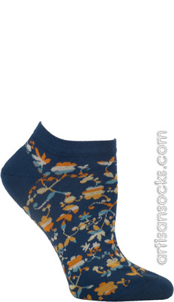 Ozone Cut Out Flowers Blue Ankle Socks