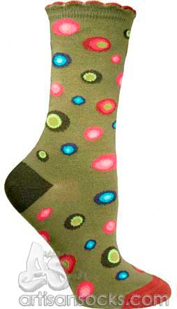 Ozone DOTS IN DOTS KHAKI Dotted Cotton Crew Socks