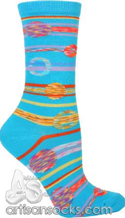Ozone Outerspace Turquoise Geometric Cotton Crew Socks