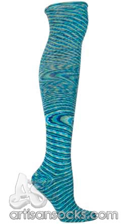 Ozone Space Dye High Zone Turquoise Cotton Over The Knee Socks (OTK)